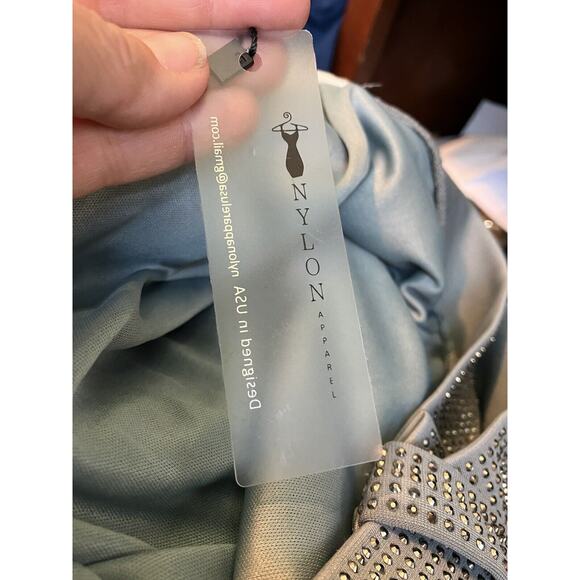 Nylon Apparel Rhinestone Fringe Mini Skort Skirt Gray Blue 1XL Taylor Festival - Picture 7 of 9